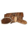 El General Men's Western Belt — Cowhide Hair Print in Honey