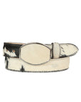 El General Men's Western Belt — Cowhide Hair Print in Black/White
