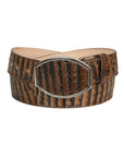 El General Men's Western Belt — Caiman Belly Print in Tobacco