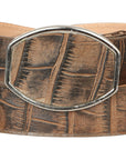 El General Men's Western Belt — Macro Coco Print in Tobacco