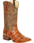 El General Men’s Leather Cowboy Boots - Made in Mexico - Embossed Alligator Crocodile Print - Honey 45764