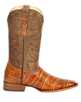 El General Men’s Leather Cowboy Boots - Made in Mexico - Embossed Alligator Crocodile Print - Honey 45764