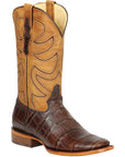 El General Men’s Leather Cowboy Boots - Made in Mexico - Embossed Alligator Crocodile Print - Brown 45765