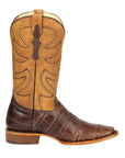 El General Men’s Leather Cowboy Boots - Made in Mexico - Embossed Alligator Crocodile Print - Brown 45765