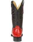 El General Men’s Leather Cowboy Boots - Made in Mexico - Embossed Alligator Crocodile Print - Red 45766
