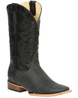 El General Men’s Leather Cowboy Boots - Made in Mexico - Embossed Elephant Print - Black/Gray 45768