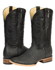 El General Men’s Leather Cowboy Boots - Made in Mexico - Embossed Elephant Print - Black/Gray 45768