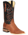 El General Men’s Leather Cowboy Boots - Made in Mexico - Embossed Elephant Print - Cognac 45769