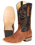 El General Men’s Leather Cowboy Boots - Made in Mexico - Embossed Elephant Print - Cognac 45769