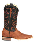 El General Men’s Leather Cowboy Boots - Made in Mexico - Embossed Elephant Print - Cognac 45769