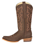 El General Women's Leather Cowboy Boots - Made in Mexico - Nubuck Camel Brown 45778