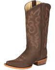 El General Women's Leather Cowboy Boots - Made in Mexico - Nubuck Camel Brown 45778