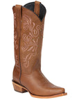 El General Women's Leather Cowboy Boots - Made in Mexico - Honey Brown 45781