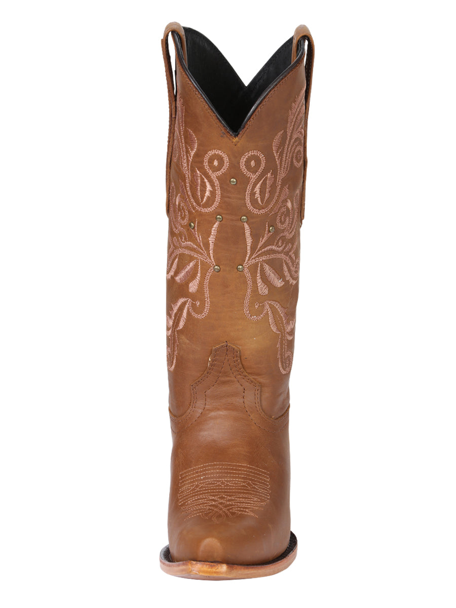 El General Women's Leather Cowboy Boots - Made in Mexico - Honey Brown 45781