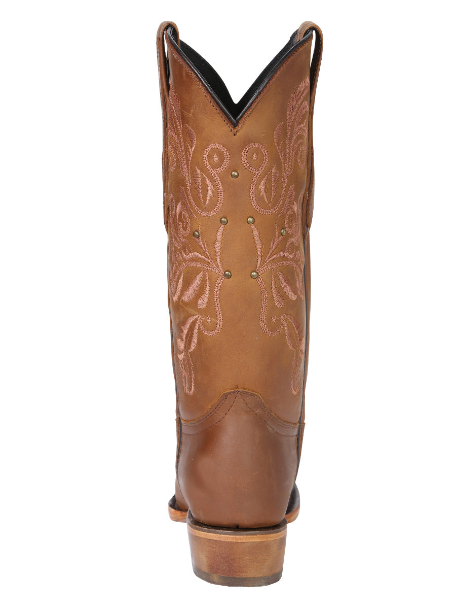 El General Women's Leather Cowboy Boots - Made in Mexico - Honey Brown 45781