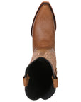 El General Women's Leather Cowboy Boots - Made in Mexico - Honey Brown 45781