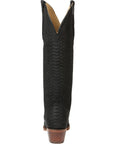Black Python Pattern Western Boots Cuban Heel Eighteen Inch Shaft Comfortable Fit