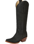 Black Python Pattern Western Boots Cuban Heel Eighteen Inch Shaft Comfortable Fit