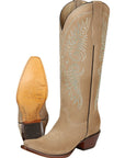 Women's Western Suede Boots With Rhinestone Embellishments 18 Inch Shaft Cuban Heel