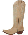 Women's Western Suede Boots With Rhinestone Embellishments 18 Inch Shaft Cuban Heel