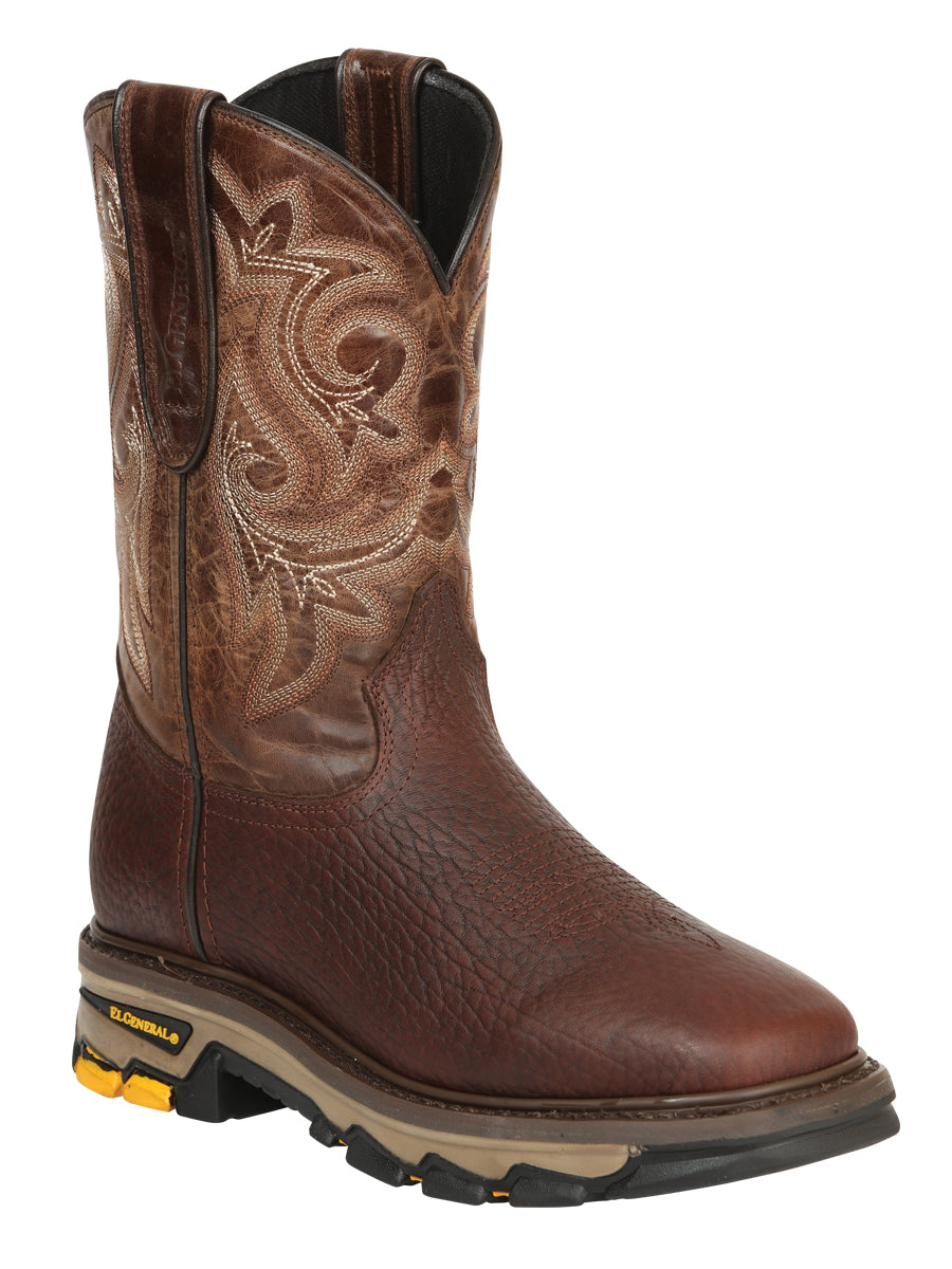 El General Men's Leather Work Boots - Made In Mexico - Vistone Bomber Brown 45805