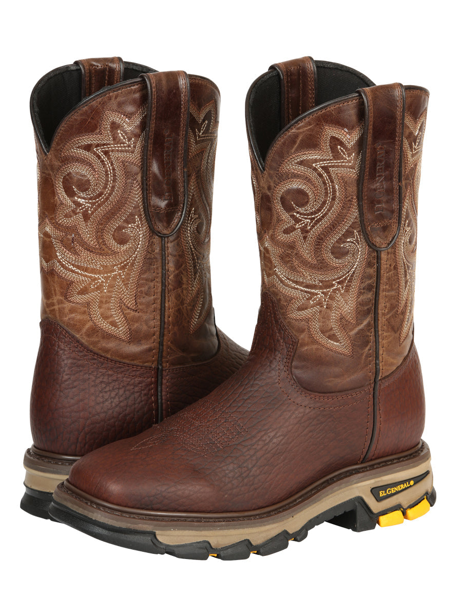 El General Men's Leather Work Boots - Made In Mexico - Vistone Bomber Brown 45805