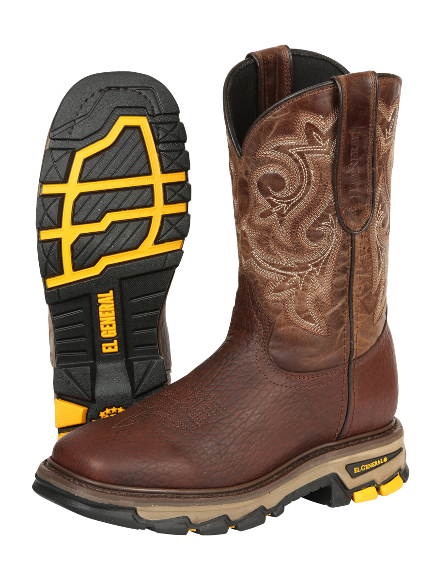 El General Men's Leather Work Boots - Made In Mexico - Vistone Bomber Brown 45805