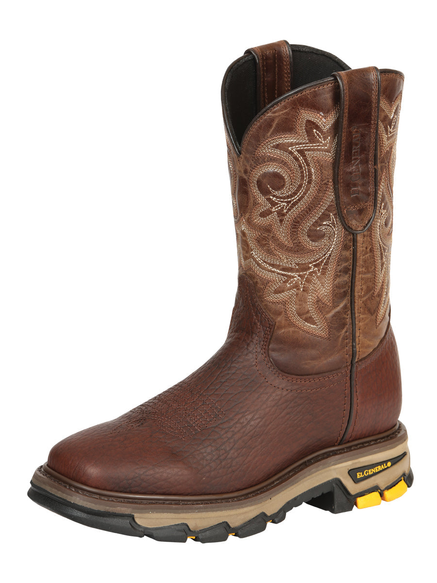 El General Men's Leather Work Boots - Made In Mexico - Vistone Bomber Brown 45805