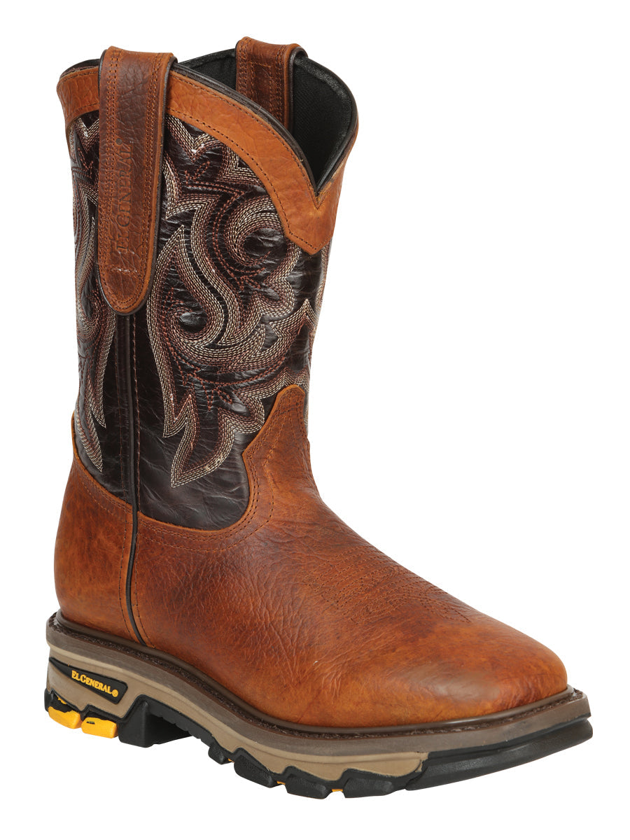 El General Men's Leather Work Boots - Made In Mexico - Redwood Brown 45806