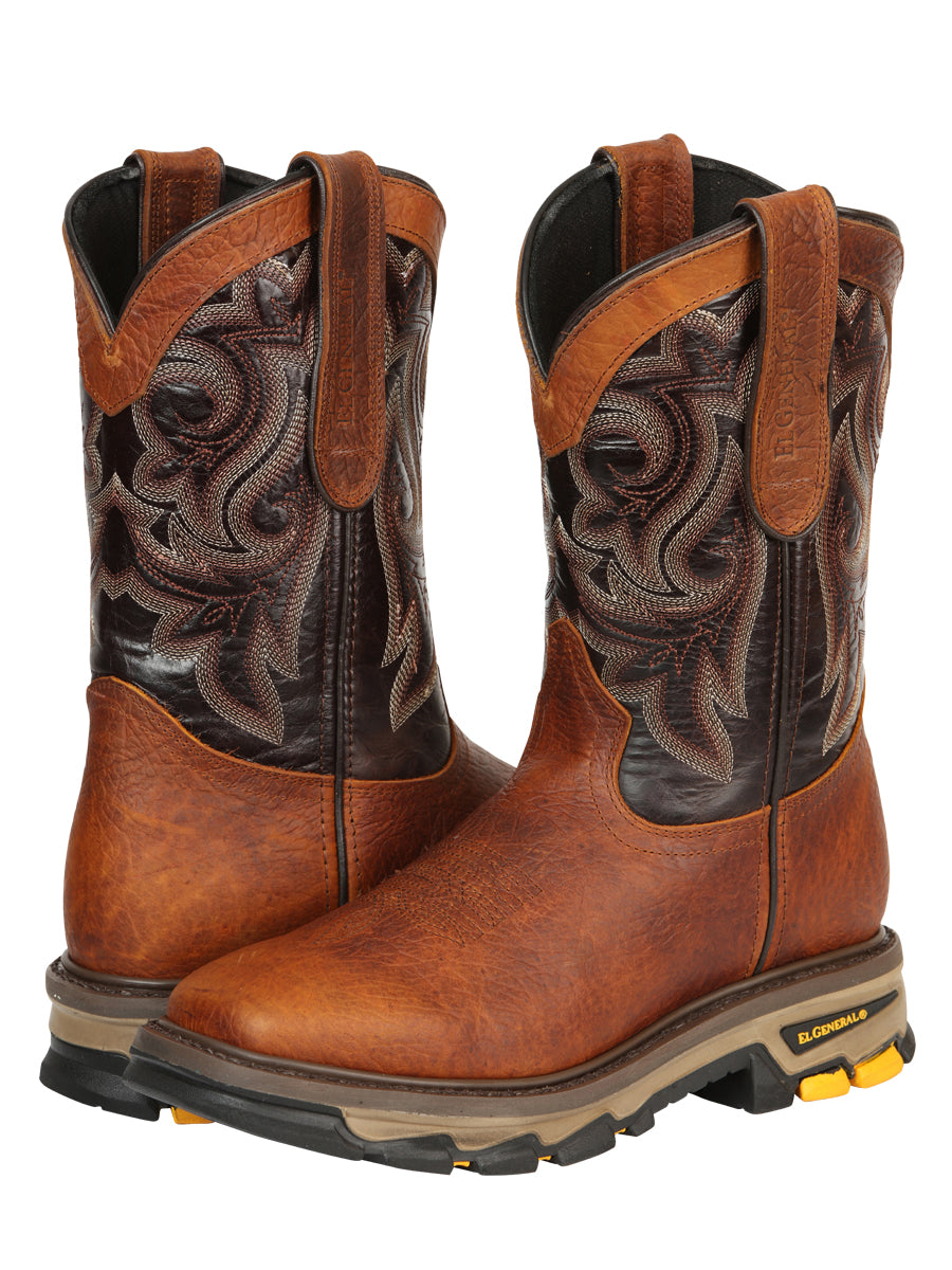 El General Men's Leather Work Boots - Made In Mexico - Redwood Brown 45806