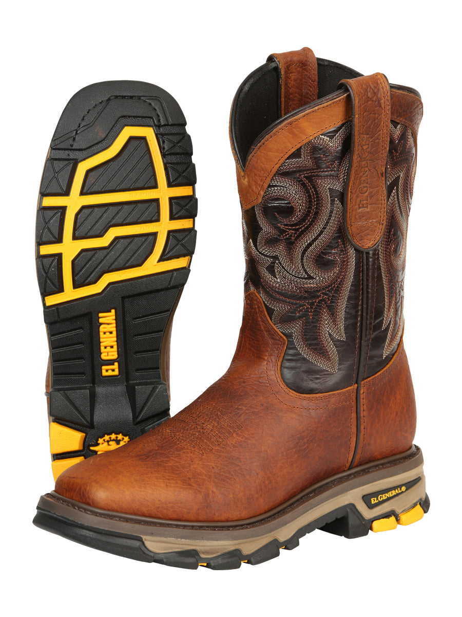 El General Men's Leather Work Boots - Made In Mexico - Redwood Brown 45806