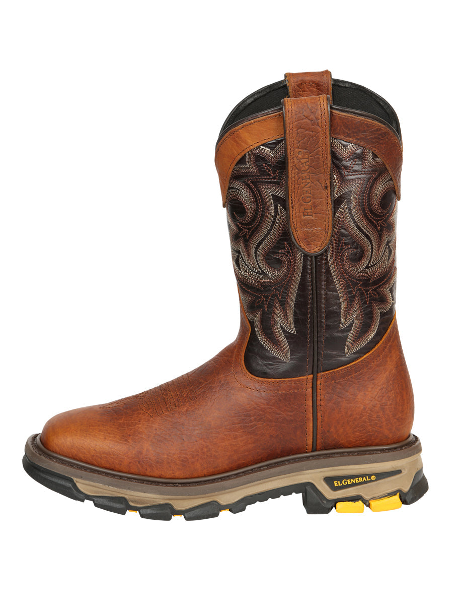 El General Men's Leather Work Boots - Made In Mexico - Redwood Brown 45806