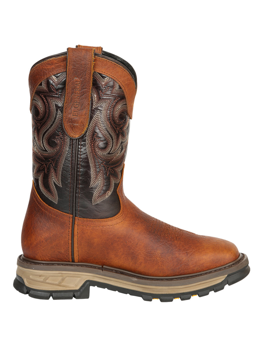 El General Men's Leather Work Boots - Made In Mexico - Redwood Brown 45806