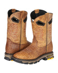 El General Men's Leather Work Boots - Made In Mexico - Embossed Elephant Print - Honey 45807