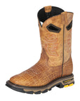 El General Men's Leather Work Boots - Made In Mexico - Embossed Elephant Print - Honey 45807