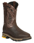 El General Men's Leather Work Boots - Made In Mexico - Embossed Caiman Print - Choco 45809