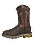El General Men's Leather Work Boots - Made In Mexico - Embossed Caiman Print - Choco 45809
