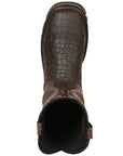El General Men's Leather Work Boots - Made In Mexico - Embossed Caiman Print - Choco 45809