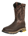 El General Men's Leather Work Boots - Made In Mexico - Embossed Caiman Print - Choco 45809