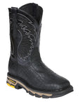El General Men's Leather Work Boots - Made In Mexico - Embossed Caiman Print - Black 45810