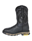 El General Men's Leather Work Boots - Made In Mexico - Embossed Caiman Print - Black 45810