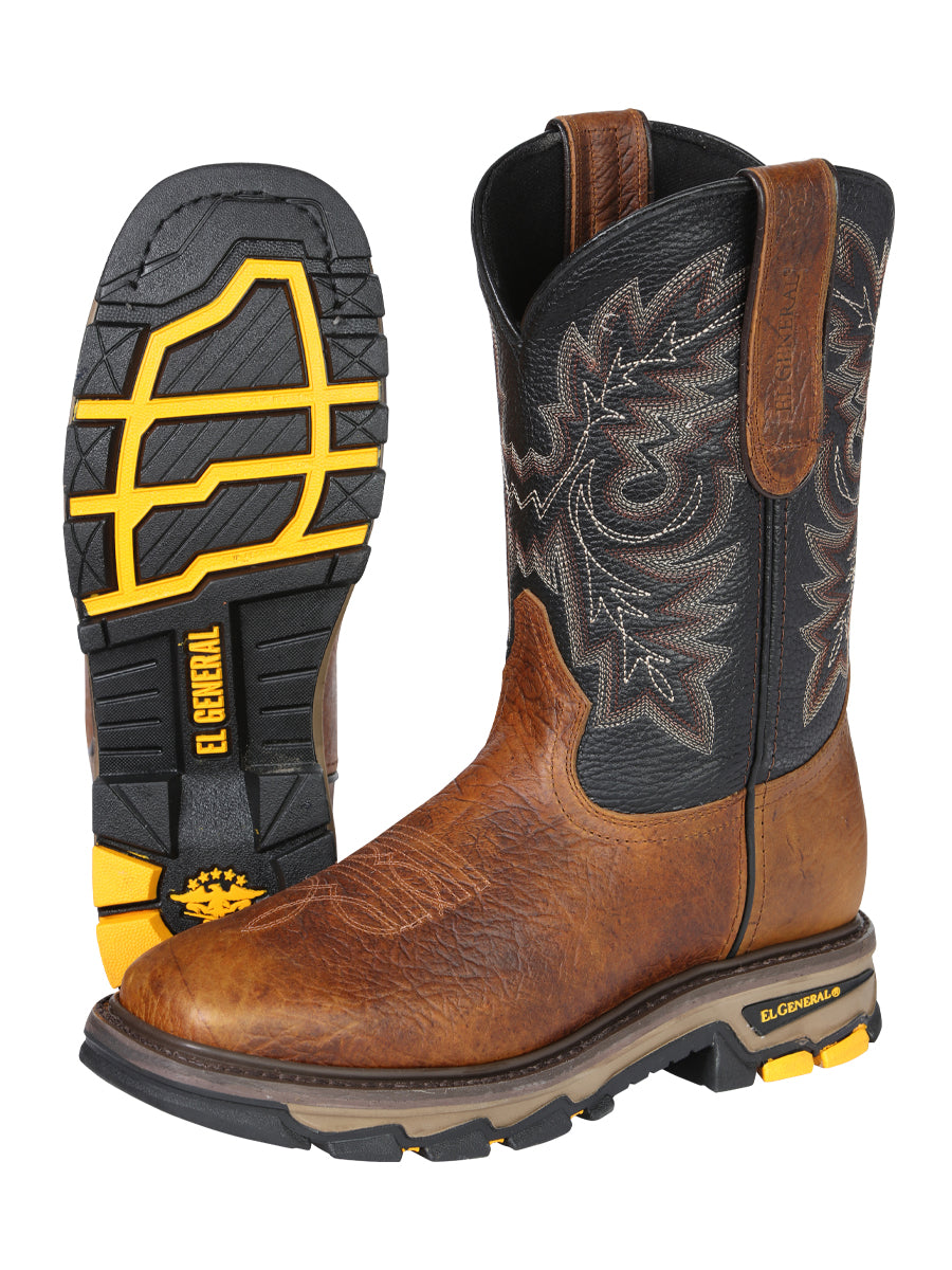 El General Men's Leather Work Boots - Made In Mexico - Redwood Brown 45811