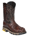 El General Men's Leather Work Boots - Made In Mexico - Embossed Caiman Print - Brown 45813