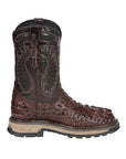El General Men's Leather Work Boots - Made In Mexico - Embossed Caiman Print - Brown 45813