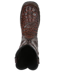 El General Men's Leather Work Boots - Made In Mexico - Embossed Caiman Print - Brown 45813