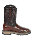 El General Men's Leather Work Boots - Made In Mexico - Embossed Ostrich Print - Brown 45814