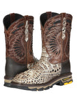 El General Men's Leather Work Boots - Made in Mexico - Printed Caiman -Sand 45816