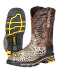 El General Men's Leather Work Boots - Made in Mexico - Printed Caiman -Sand 45816