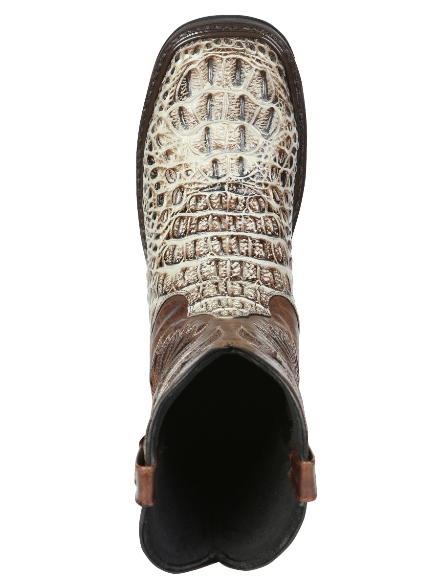 El General Men's Leather Work Boots - Made in Mexico - Printed Caiman -Sand 45816