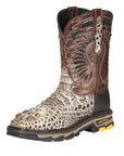 El General Men's Leather Work Boots - Made in Mexico - Printed Caiman -Sand 45816
